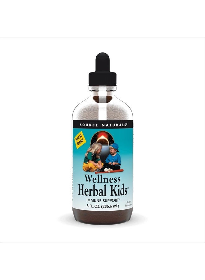 Source Naturals Wellness Herbal Kids, for Immune System Support - Contains Echinacea, Yin Chiao, Elderberry, & More - 8 Fluid oz - Image 1