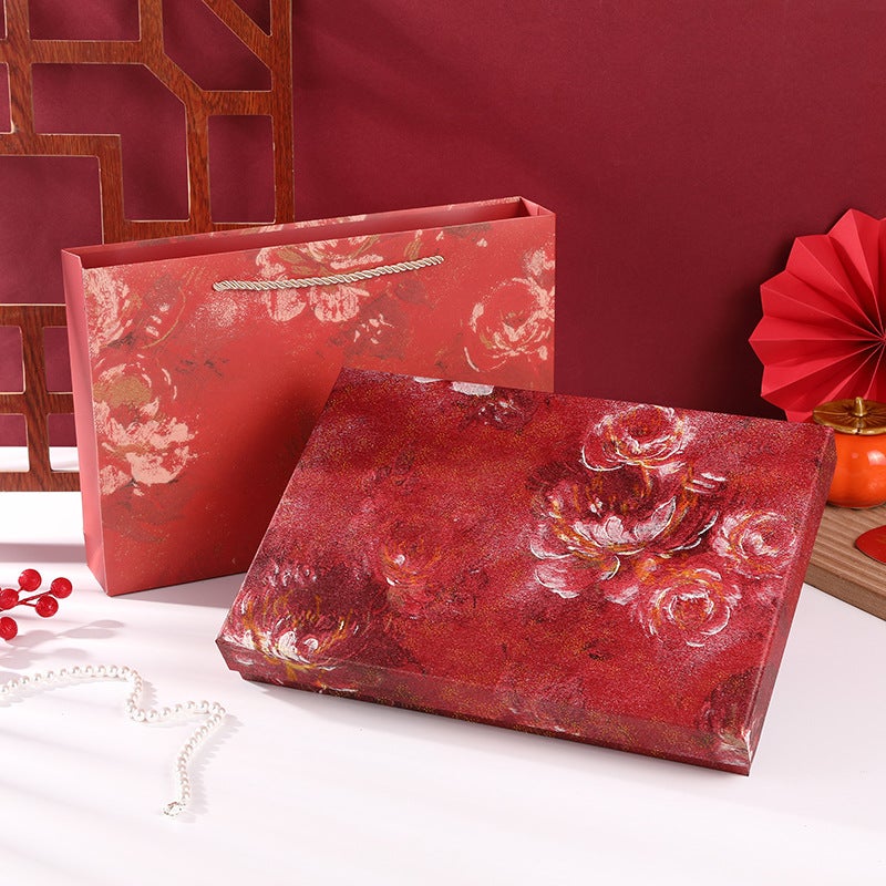 Simple Orange Silk Scarf Heaven And Earth Cover Gift Packaging Box Exquisite Gift Box Clothing Skin Care Products Light Luxury Gift Box - Image 1