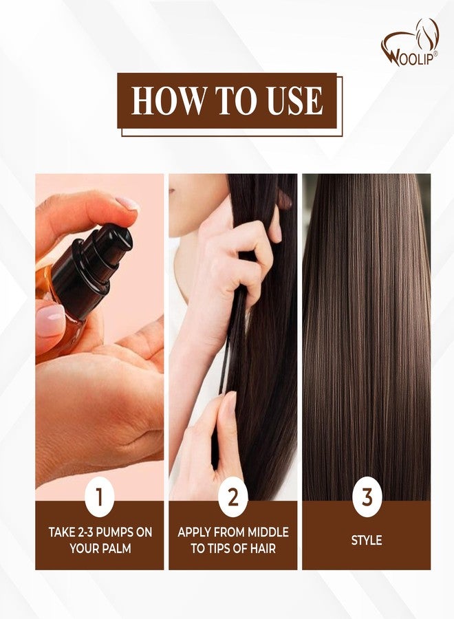Woolip Hair Serum For Hair Patch Extensions & Wigs With Argan Oil 24 Hour Shine Smoothening Detangling Formula For Natural Look Lightweight Care 60 Ml - Image 4