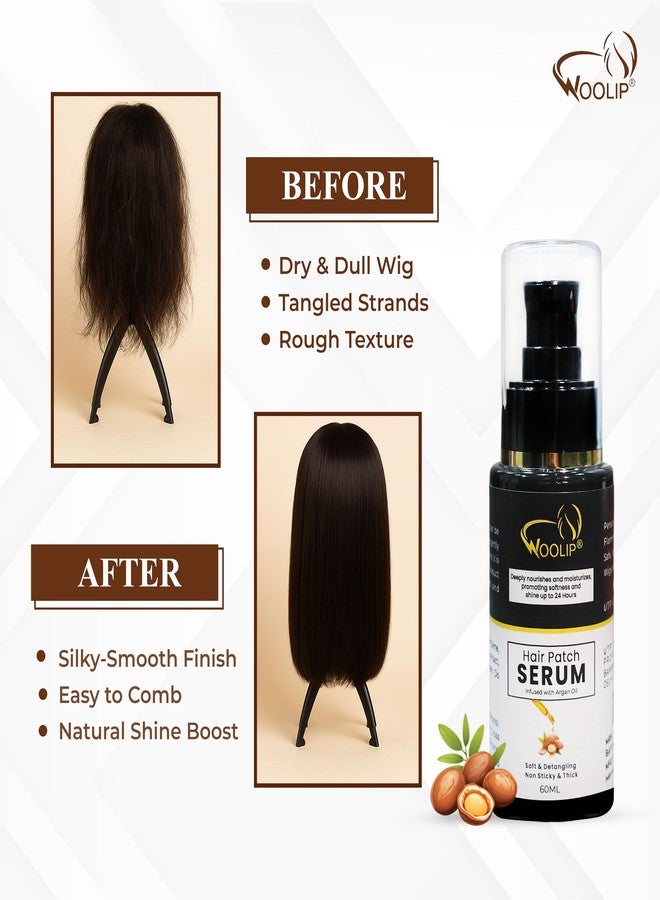 Woolip Hair Serum For Hair Patch Extensions & Wigs With Argan Oil 24 Hour Shine Smoothening Detangling Formula For Natural Look Lightweight Care 60 Ml - Image 5