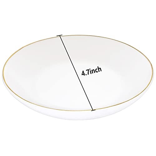 HANKOR 4.75" Ceramic Jewelry Tray, Small Ring Dish Holder Trinket Tray, Catch All Trays for Ring Earring Necklace Key, Christmas Gifts for Women Girls, White - Image 5