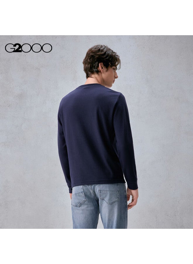 G2000 Men's Autumn Winter Printed Logo Brushed Comfortable Long Sleeve T-shirt With Multi-directional Stretch, Mall Edition - Image 1