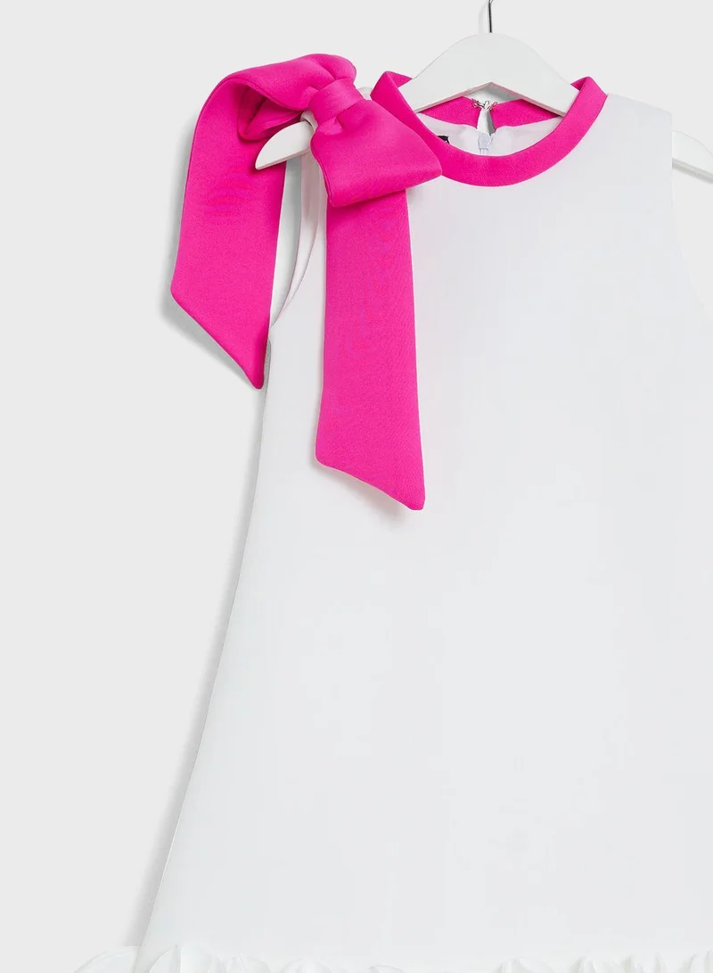 ليتل جولدن ابل Kids Kittle With Bow Shoulder Dress