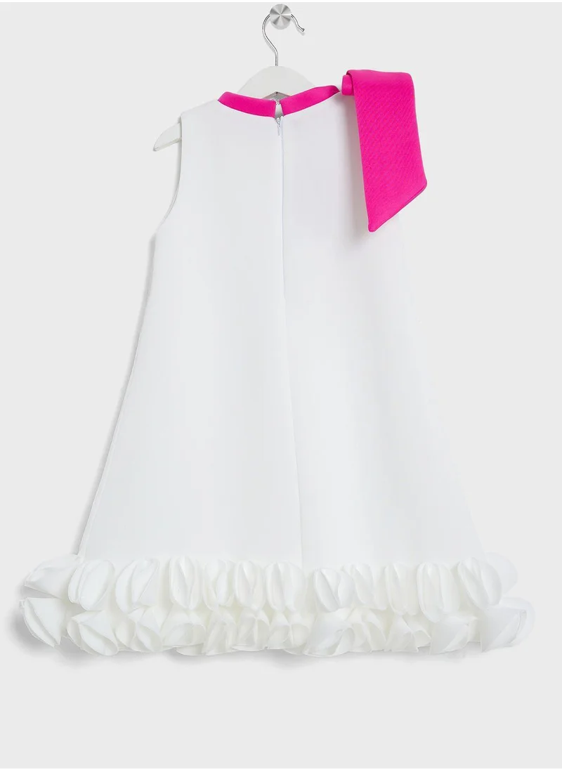 ليتل جولدن ابل Kids Kittle With Bow Shoulder Dress