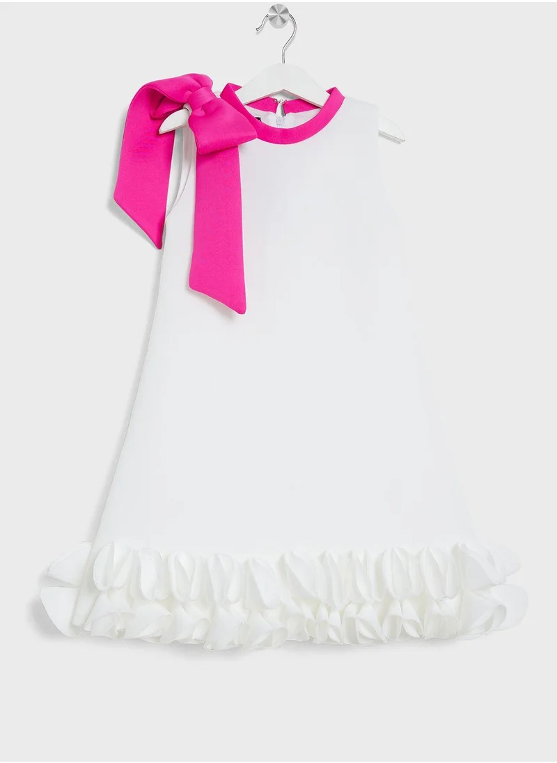 ليتل جولدن ابل Kids Kittle With Bow Shoulder Dress