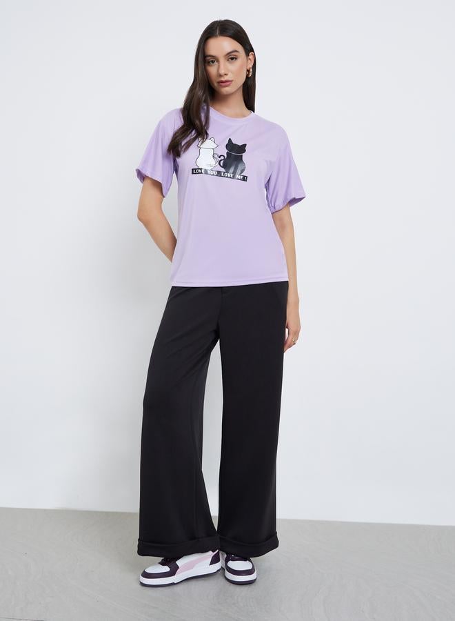 Take Two Purple Graphic Print Regular Fit T-Shirt - Image 2