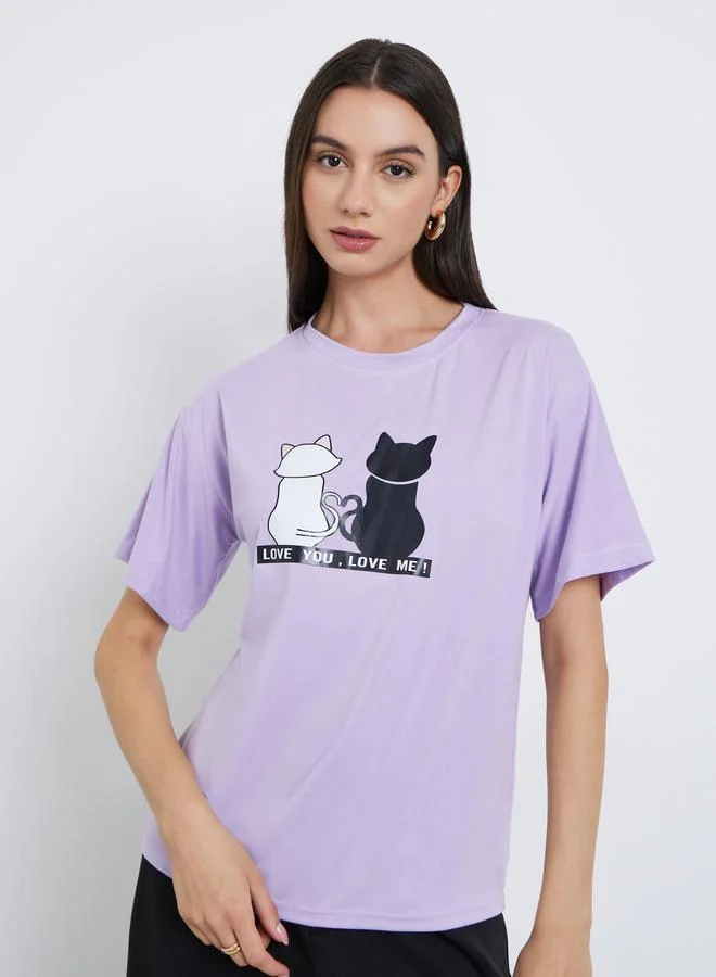 Take Two Take Two Purple Graphic Print Regular Fit T-Shirt