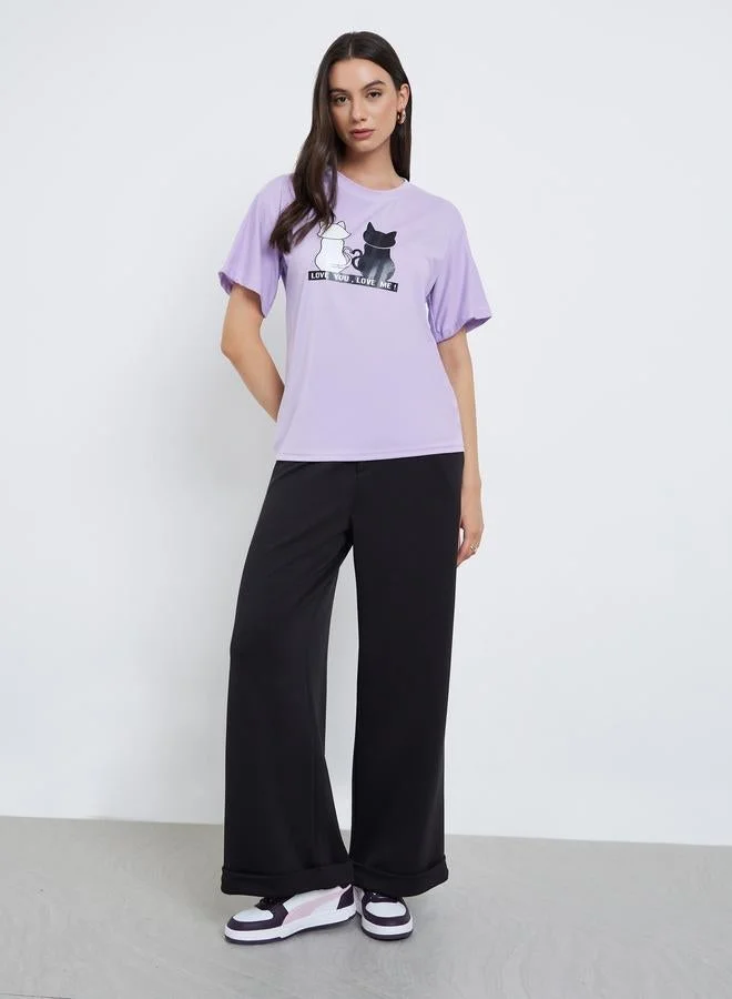 Take Two Take Two Purple Graphic Print Regular Fit T-Shirt