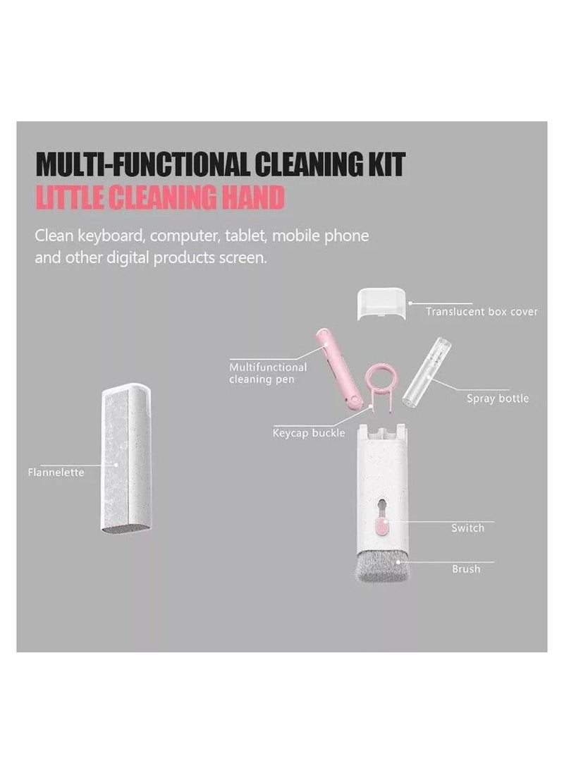 Intag - 7 In 1 Multifunctional Electronics Computer Keyboard Cleaning Brush Kit For Keyboard And Earphone Duster Cleaner With Keycaps Puller For Headphone Laptop Cell Phone Pink - Image 1