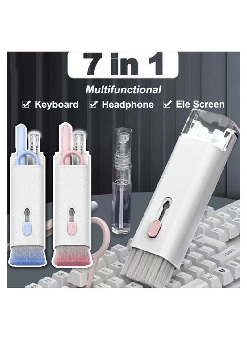 Intag - 7 In 1 Multifunctional Electronics Computer Keyboard Cleaning Brush Kit For Keyboard And Earphone Duster Cleaner With Keycaps Puller For Headphone Laptop Cell Phone Pink - Image 1