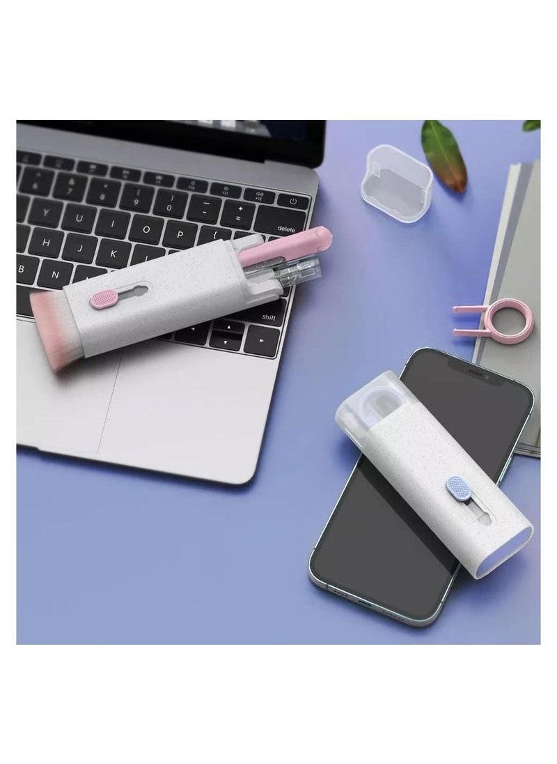 Intag - 7 In 1 Multifunctional Electronics Computer Keyboard Cleaning Brush Kit For Keyboard And Earphone Duster Cleaner With Keycaps Puller For Headphone Laptop Cell Phone Pink - Image 1