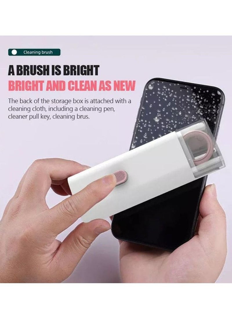 Intag - 7 In 1 Multifunctional Electronics Computer Keyboard Cleaning Brush Kit For Keyboard And Earphone Duster Cleaner With Keycaps Puller For Headphone Laptop Cell Phone Pink - Image 1