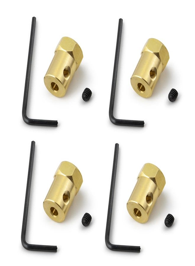 WEFEINO 4Pcs Hex Coupler 4mm Brass Wheels Shaft Motor Coupling Flexible Connector for RC Car (4mm) - Image 1