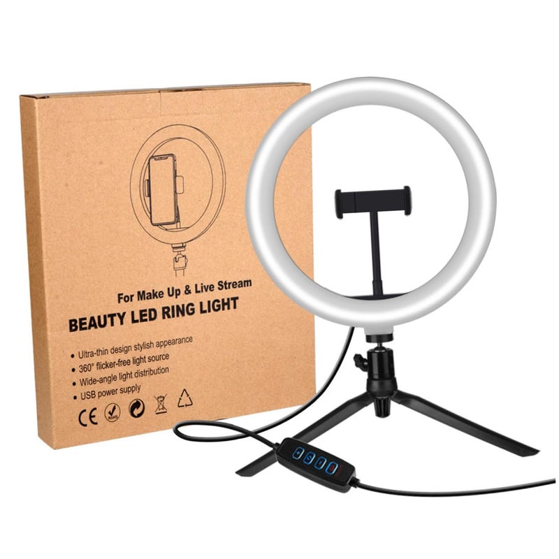10 Inch USB Phone Tripod Stand With Adjustable Three Color Dimming Remote Metal Bracket Black - Image 2