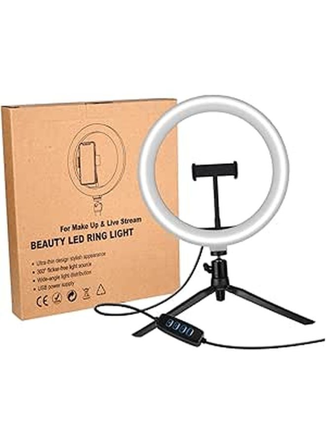 10 Inch USB Phone Tripod Stand With Adjustable Three Color Dimming Remote Metal Bracket Black - Image 1