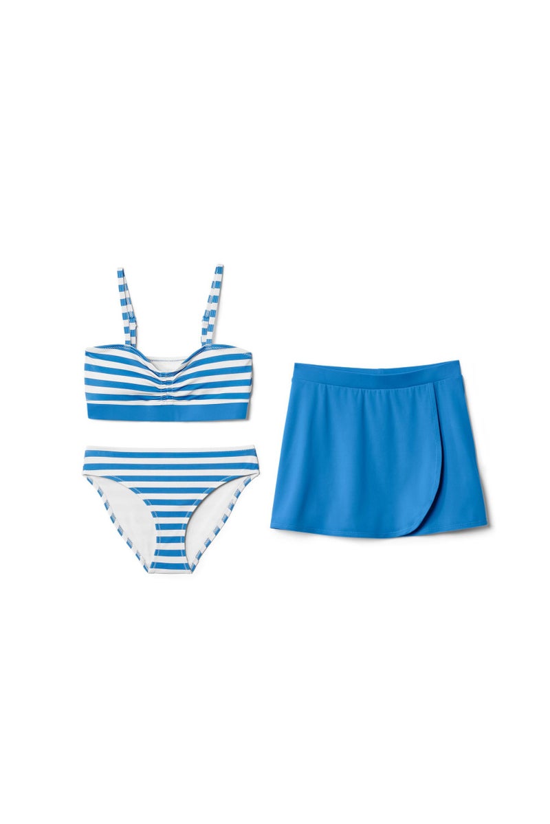 Tchibo Kids Girl 3 Pieces Stripe Bikini Set, Blue - Image 2