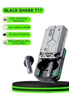 BLACK SHARK T11 Wireless Bluetooth Earbuds, Gaming Earphone, Low Latency Mode, Slide Cover with "SHING" Sound, RGB Lightning, 30 Hours Playtime and ENC Call Noise Reduction T11- Grey  - Image 1