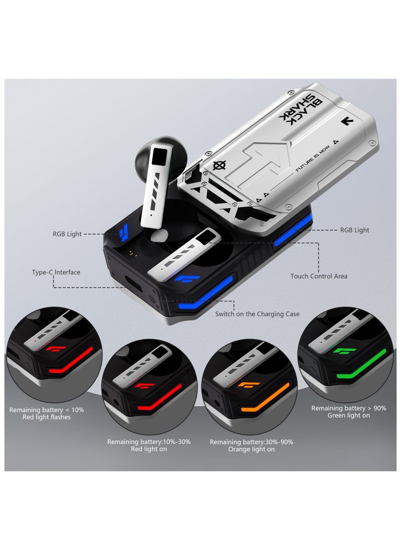 بلاك شارك - سماعة أذن Black Shark T11 مع وضع زمن الوصول المنخفض، وغطاء منزلق مع صوت "SHING"، وإضاءة RGB، ووقت تشغيل لمدة 30 ساعة وتقليل ضوضاء المكالمات ENC - رمادي - Image 1