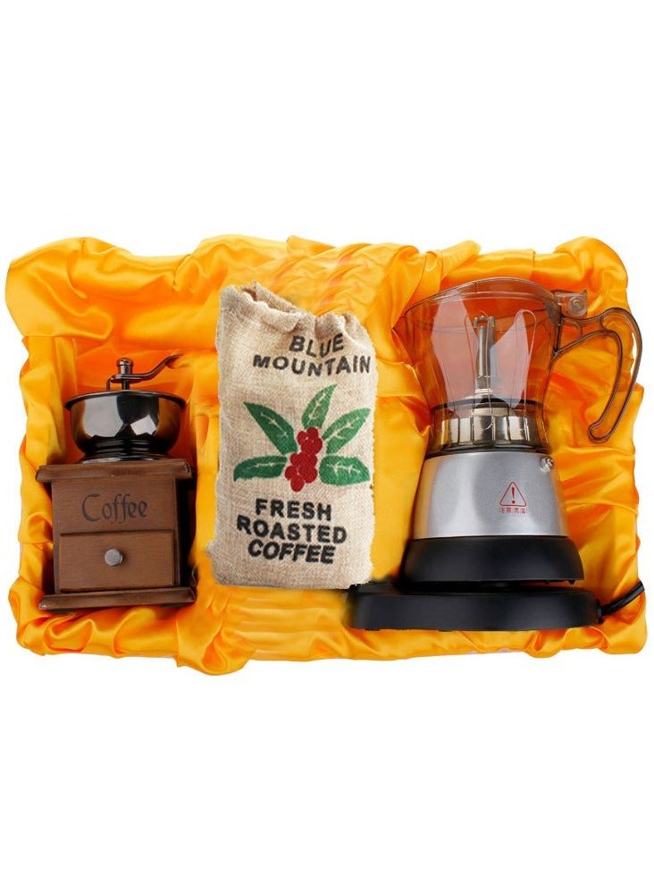Electric Mocha Coffee Maker With Coffee Beans And Grinder Gift Box Set  - Image 1