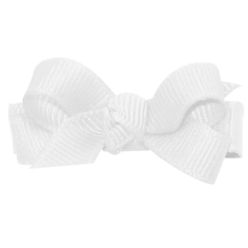 Wee Ones Girls Premium Hair Bow with Knot Wrap Center on a WeeStay NoSlip Hair Clip Size Baby Color White