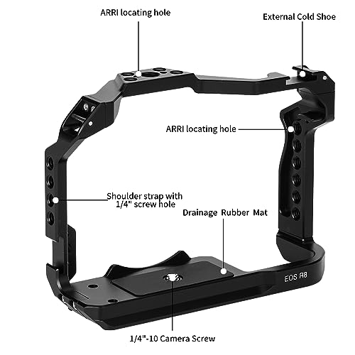 FUGASUN EOS R8 Camera Cage, EOS R8 Cage for Canon EOS R8 Camera Case Camera Rig Cold Shoe - Image 4