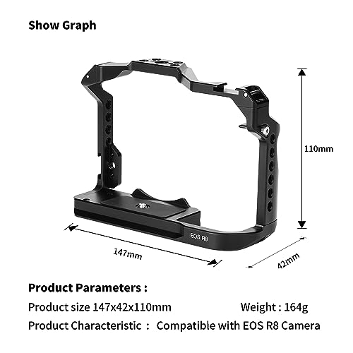 FUGASUN EOS R8 Camera Cage, EOS R8 Cage for Canon EOS R8 Camera Case Camera Rig Cold Shoe - Image 5