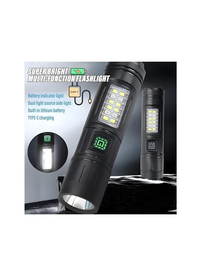 PROMASS promass (2Pack) Rechargeable Flashlight Led Torch light,2000 High Lumens Handled Flash Light, Long Lasting Tectitical Powerful Flashlights With Side Cob Light,5 Modes, Flashlight For Camping&Hiking  - Image 3