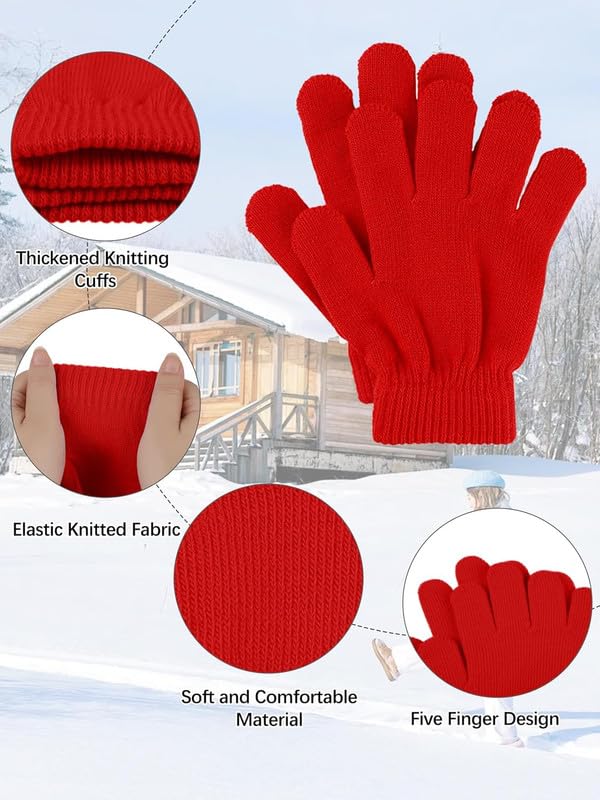 KETKAR 4 Pairs Kid's Winter Warm Magic Gloves Children Stretchy Full Finger Knitted Boys Girls Student, 2-3 Years Old, Multicoloured - Image 3