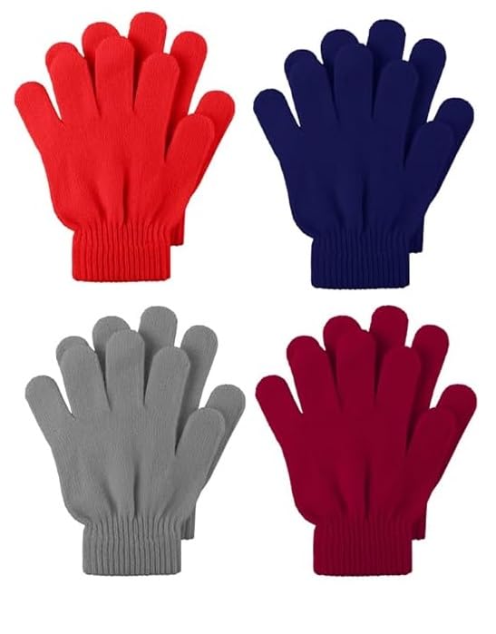 KETKAR 4 Pairs Kid's Winter Warm Magic Gloves Children Stretchy Full Finger Knitted Boys Girls Student, 2-3 Years Old, Multicoloured - Image 1