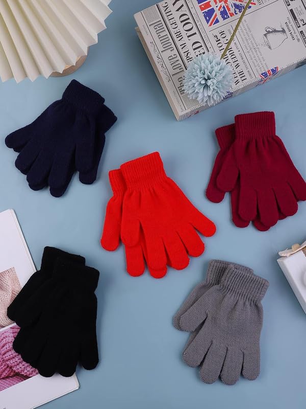 KETKAR 4 Pairs Kid's Winter Warm Magic Gloves Children Stretchy Full Finger Knitted Boys Girls Student, 2-3 Years Old, Multicoloured - Image 2