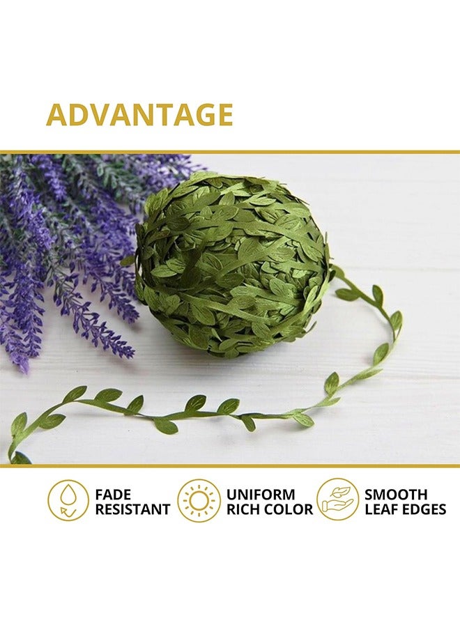 شريط أوراق الشجر، لفافة من القماش، ٢٠ ياردة، شريط أخضر، عرض بوصة واحدة، شريط تزيين زيتوني صناعي، لتغليف الهدايا، أعمال يدوية. - Image 4