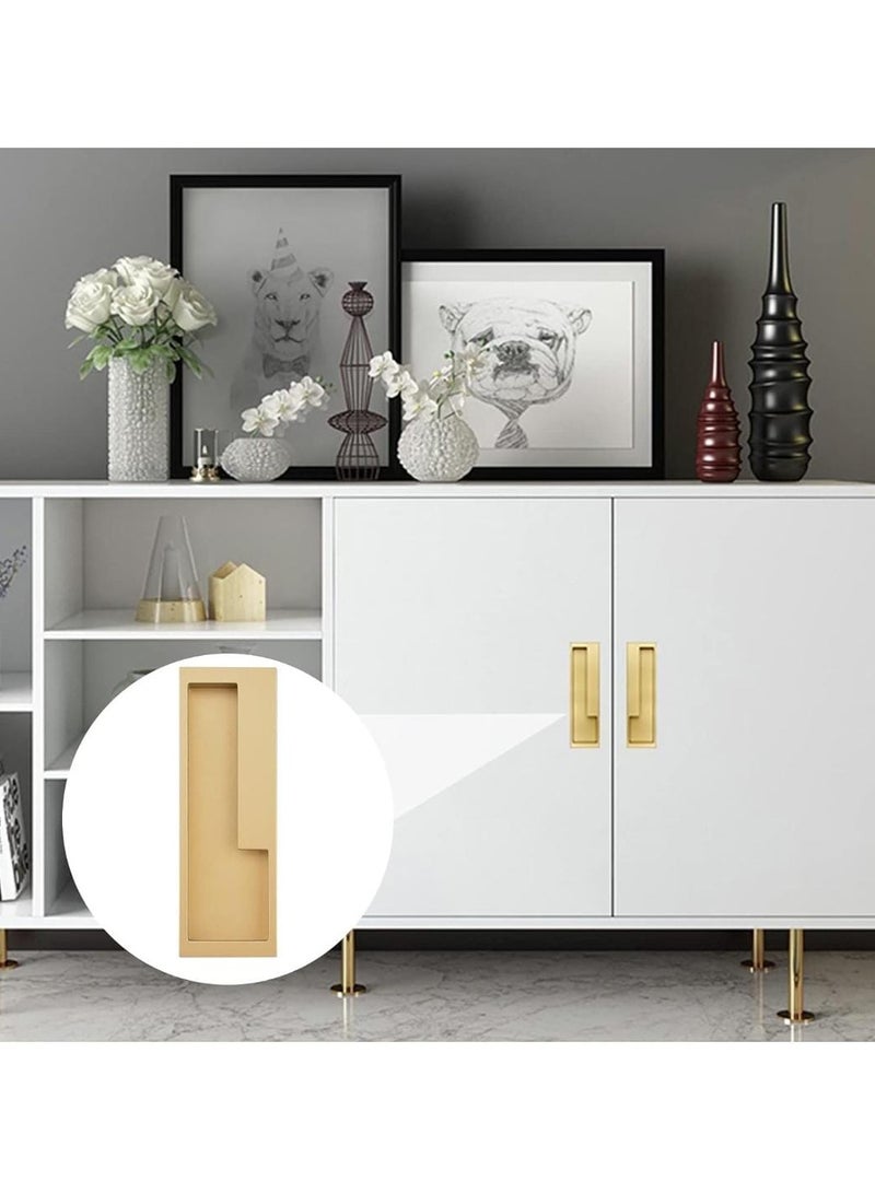 Zinc Alloy Flush Pull Handles, 2pcs Embedded Sliding Door Handle with Hidden Screws, length 202mm, Hole192mm, " Modern Simple Door Pull Handle for Sliding Barn Drawer Cupboard Wardrobe/Matte Gold - Image 2