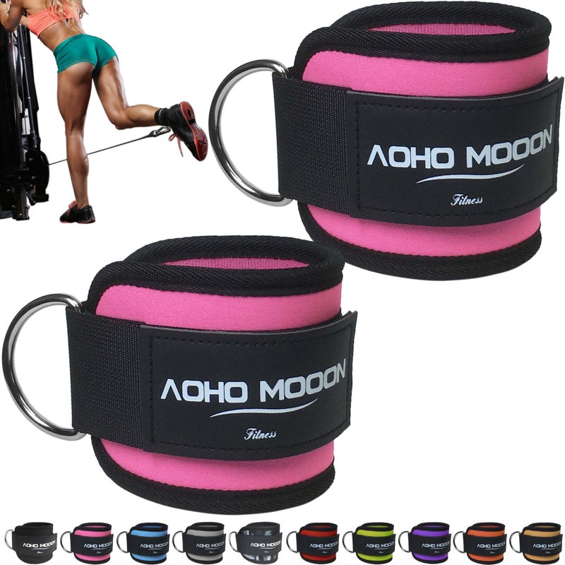 AOHO MOOON Comfortable Adjustable Ankle Straps for Cable Machines Women, Gym Workout Leg Straps, Ankle Cuffs for Glute Workouts, Foot Straps for Kickback, One Size Fit All with D Ring - Image 1