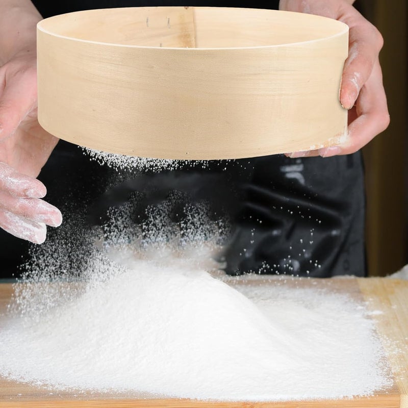 FAVOMOTO Wooden Flour Sieve Fine Mesh Baking Strainer Household Flour Sieving Tool for Kitchen Baking round Frame and Ultra-fine Filter and Cooking - Image 5