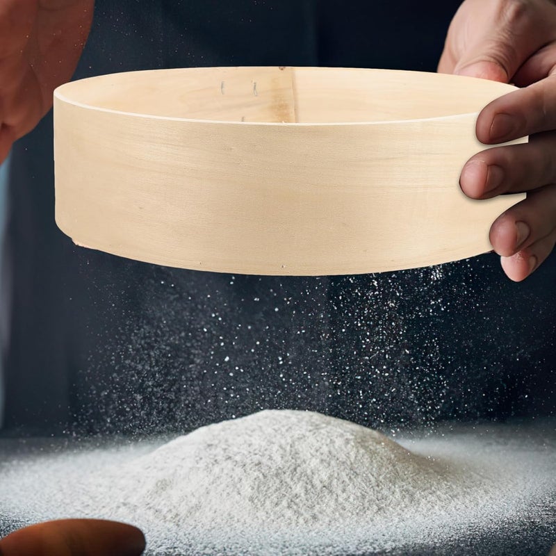 FAVOMOTO Wooden Flour Sieve Fine Mesh Baking Strainer Household Flour Sieving Tool for Kitchen Baking round Frame and Ultra-fine Filter and Cooking - Image 4