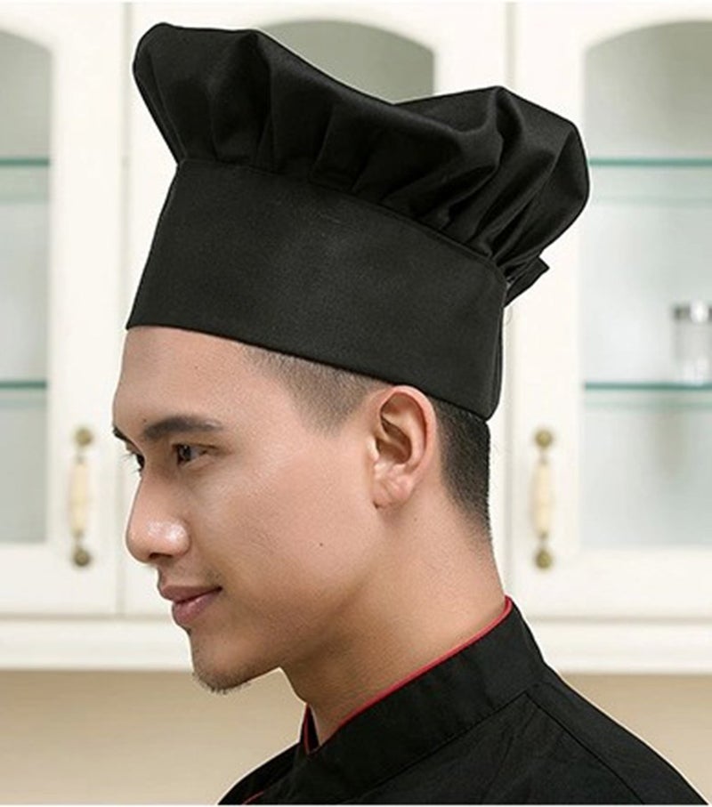 Hyzrz Chef Hat Set of 6 PCS Pack Adult Adjustable Elastic Baker Kitchen Cooking Chef Cap (Black) - Image 5