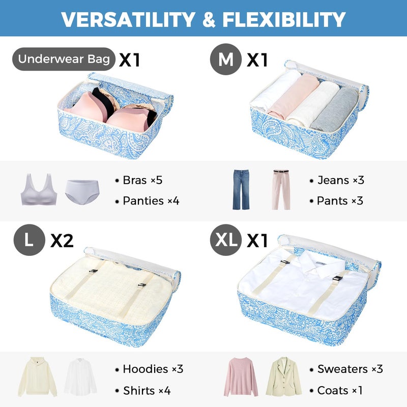 BAGAIL 8 Set Packing Cubes Luggage Packing Organizers for Travel Accessories-Blue paisley - Image 3