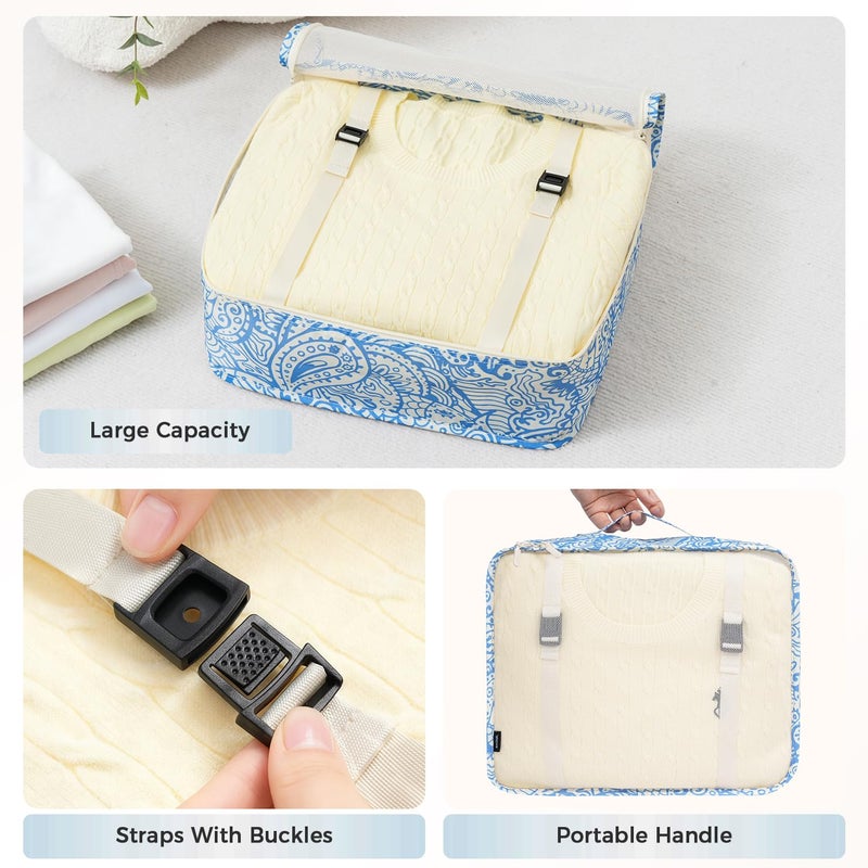 BAGAIL 8 Set Packing Cubes Luggage Packing Organizers for Travel Accessories-Blue paisley - Image 5