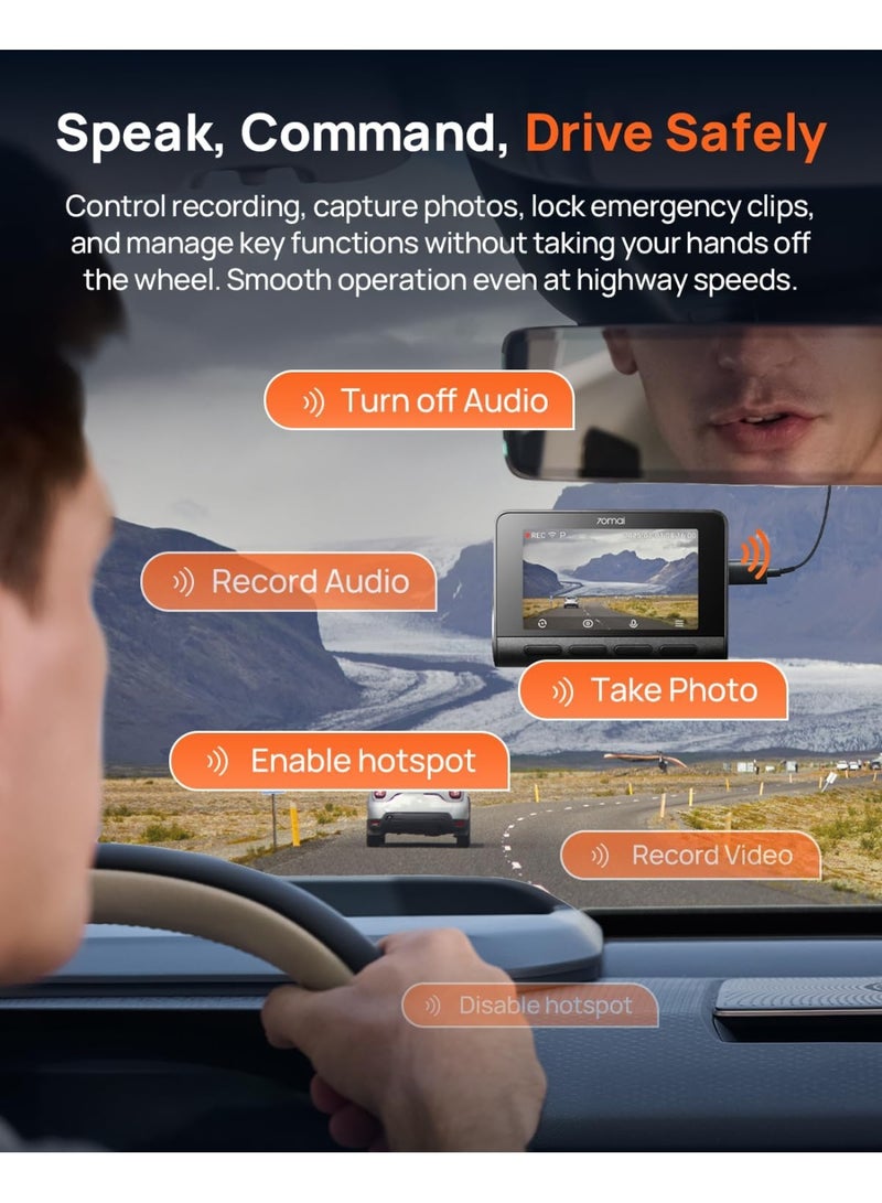70mai New A810 Front and Rear 4K Cameras with Integrated GPS, Owl Night Vision, Support up to 256GB, Smart Parking Guard Mode, AI Motion Detection，Front and Rear - Image 3