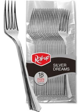 Cruiser Roll-Up Metal Look Plastic Fork 18 PIECE