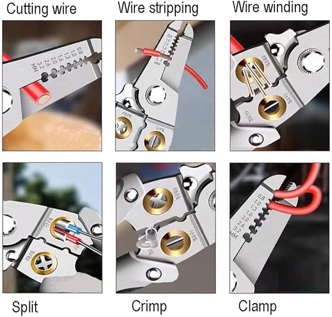 Suicune Suicune Special Wire Stripper for Electrician 6 in 1 Multifunction Wire Pliers Tool for Electric Cable Stripping Cutting Cable Stripper and Crimping  - Image 3