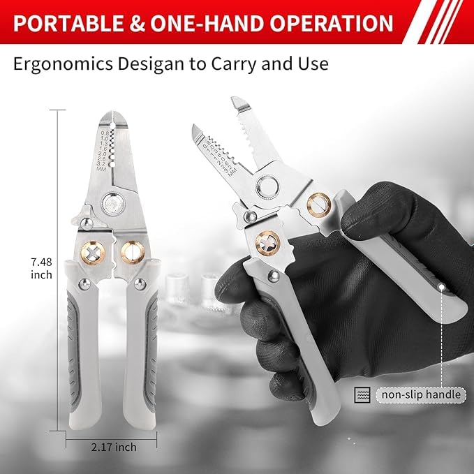 Suicune Suicune Special Wire Stripper for Electrician 6 in 1 Multifunction Wire Pliers Tool for Electric Cable Stripping Cutting Cable Stripper and Crimping  - Image 2