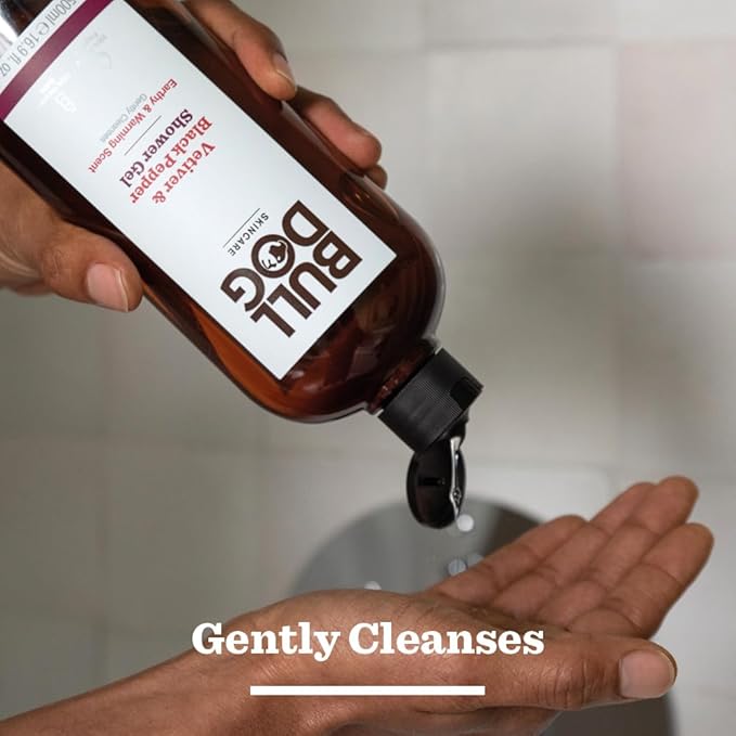 Bulldog Skincare Vetiver Black Pepper Shower Gel for Men Natural Refreshing Mens Shower Gel 500 ml - Image 4