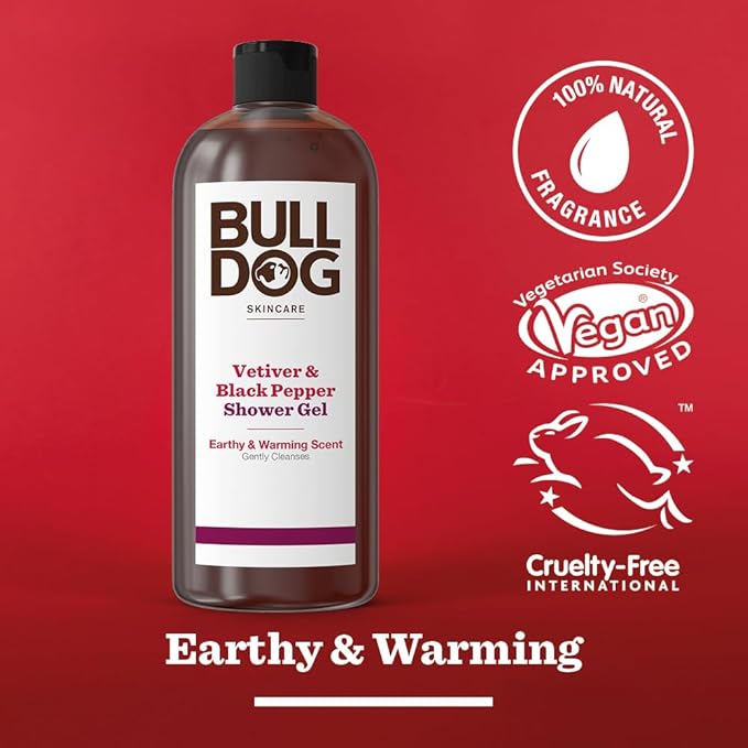 Bulldog Skincare Vetiver Black Pepper Shower Gel for Men Natural Refreshing Mens Shower Gel 500 ml - Image 2