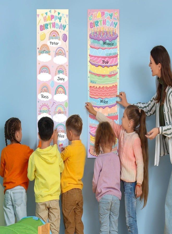 Lonfliness Happy Birthday Poster Chart Pastel Birthday Bulletin Board Decoration Macaron Birthdays Classroom Wall Door Decor for Calendar Bulletin Board Nursery Kindergarten Back to School Supplies - Image 4