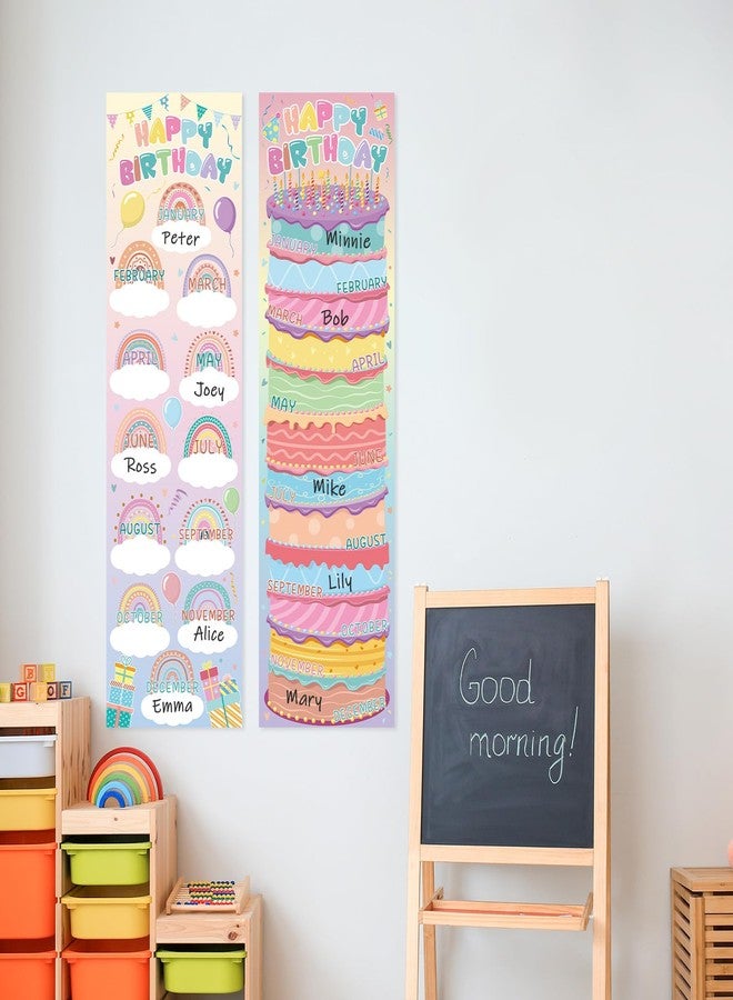 Lonfliness Happy Birthday Poster Chart Pastel Birthday Bulletin Board Decoration Macaron Birthdays Classroom Wall Door Decor for Calendar Bulletin Board Nursery Kindergarten Back to School Supplies - Image 5