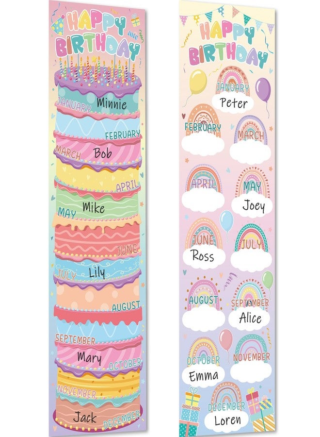 Lonfliness Happy Birthday Poster Chart Pastel Birthday Bulletin Board Decoration Macaron Birthdays Classroom Wall Door Decor for Calendar Bulletin Board Nursery Kindergarten Back to School Supplies - Image 1