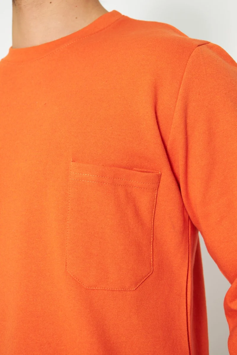 Orange Safety Sweat T-Shirt Crew Neck Winter Long Sleeve