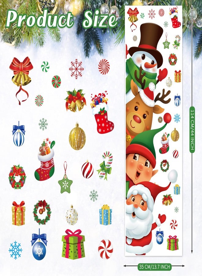 Fayoo Christmas Door Stickers Decor 44.88 x 13.8 Inch Snowman Elk Elf Santa Decals Large Wall Stickers for Winter Holiday Window Classroom Decorations - Image 2