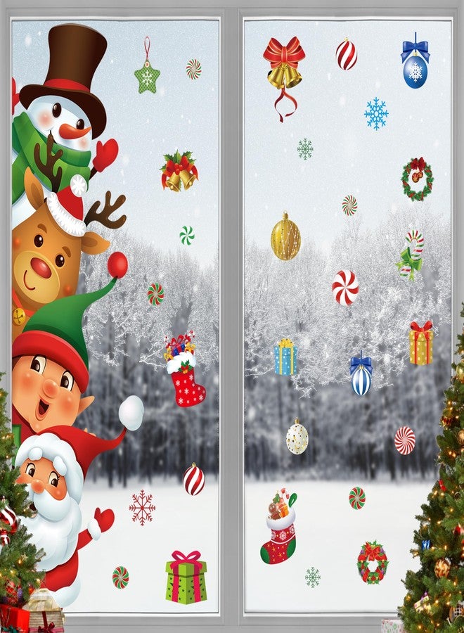 Fayoo Christmas Door Stickers Decor 44.88 x 13.8 Inch Snowman Elk Elf Santa Decals Large Wall Stickers for Winter Holiday Window Classroom Decorations - Image 4